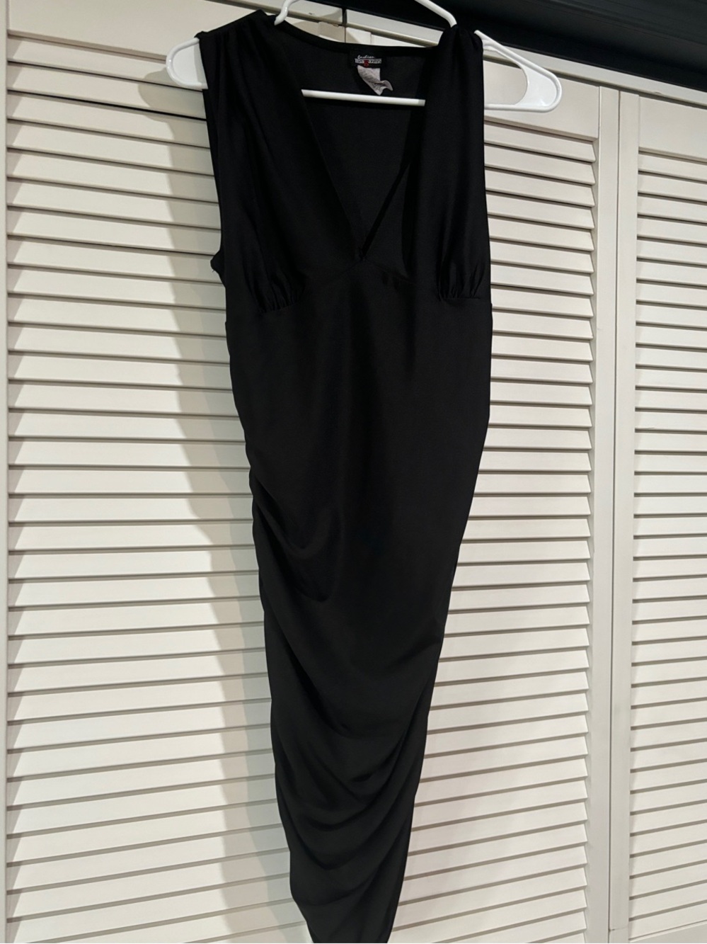 Black Sleeveless Midi Dress with V-Neck